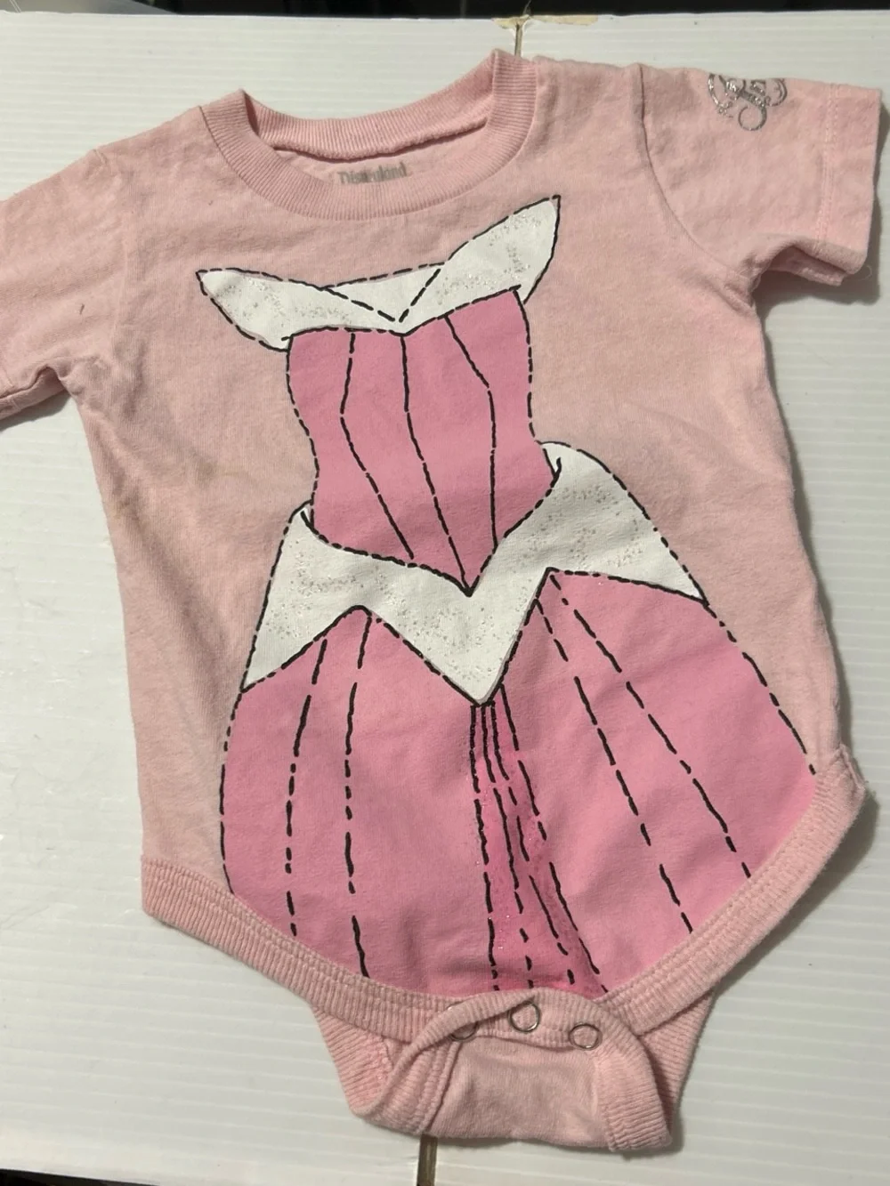 Kids Pink Princess Dress Graphic One-Piece Bodysuit